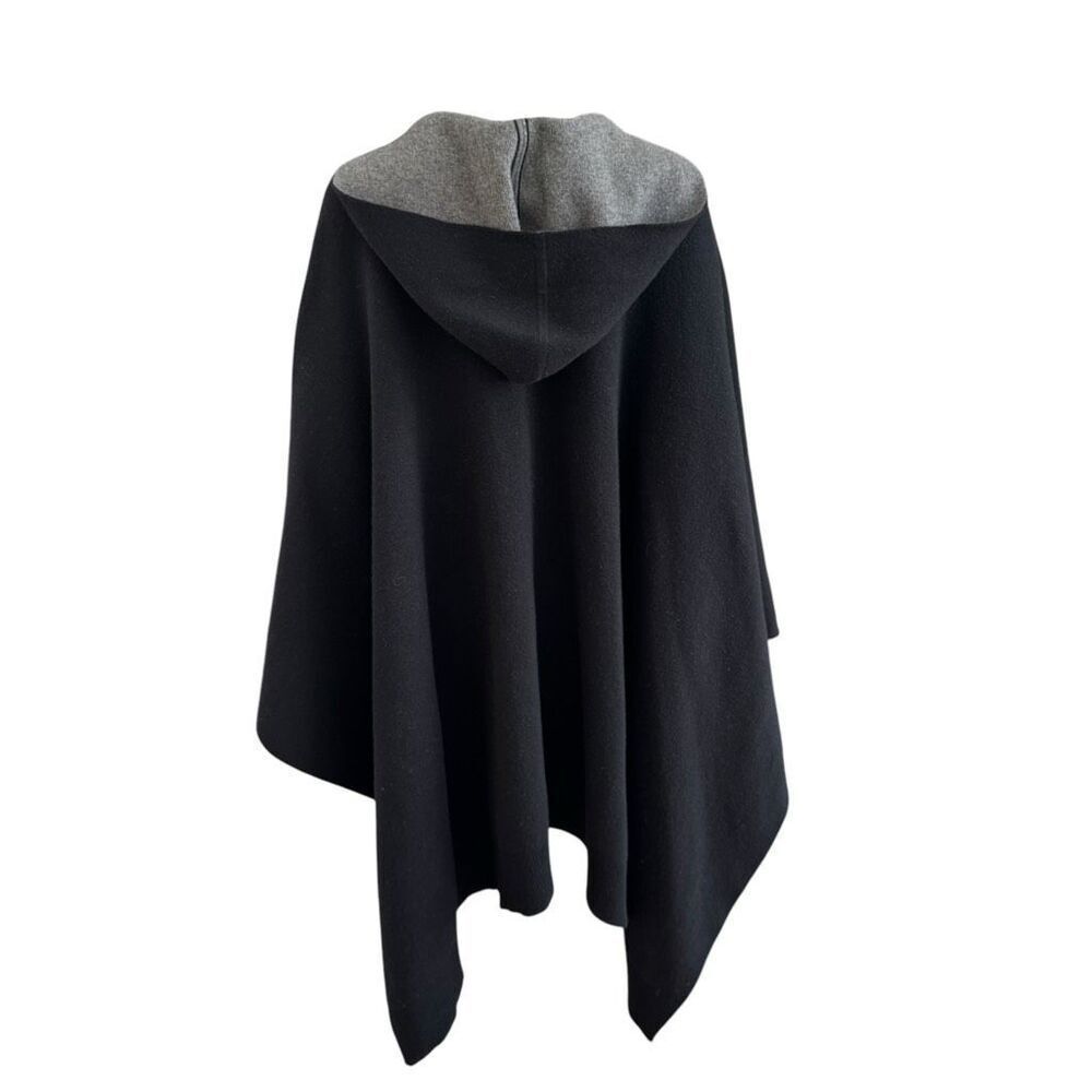 Theory button down Felted Wool-Cashmere Hooded Poncho - Black / Grey size P/S - Picture 8 of 8